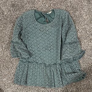 DownEast Teal Eyelet Blouse